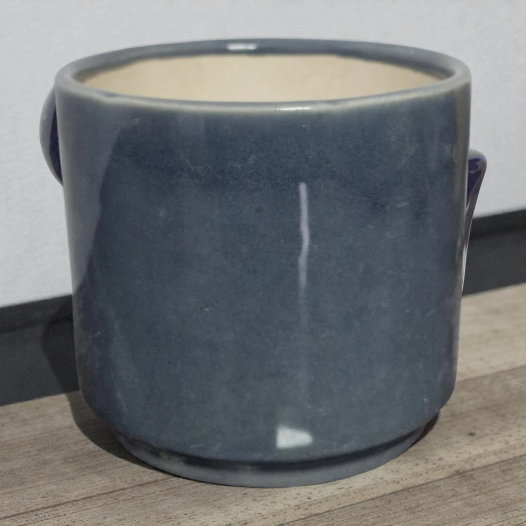 Navy Blue Plain Cylindrical Ceramic Pot