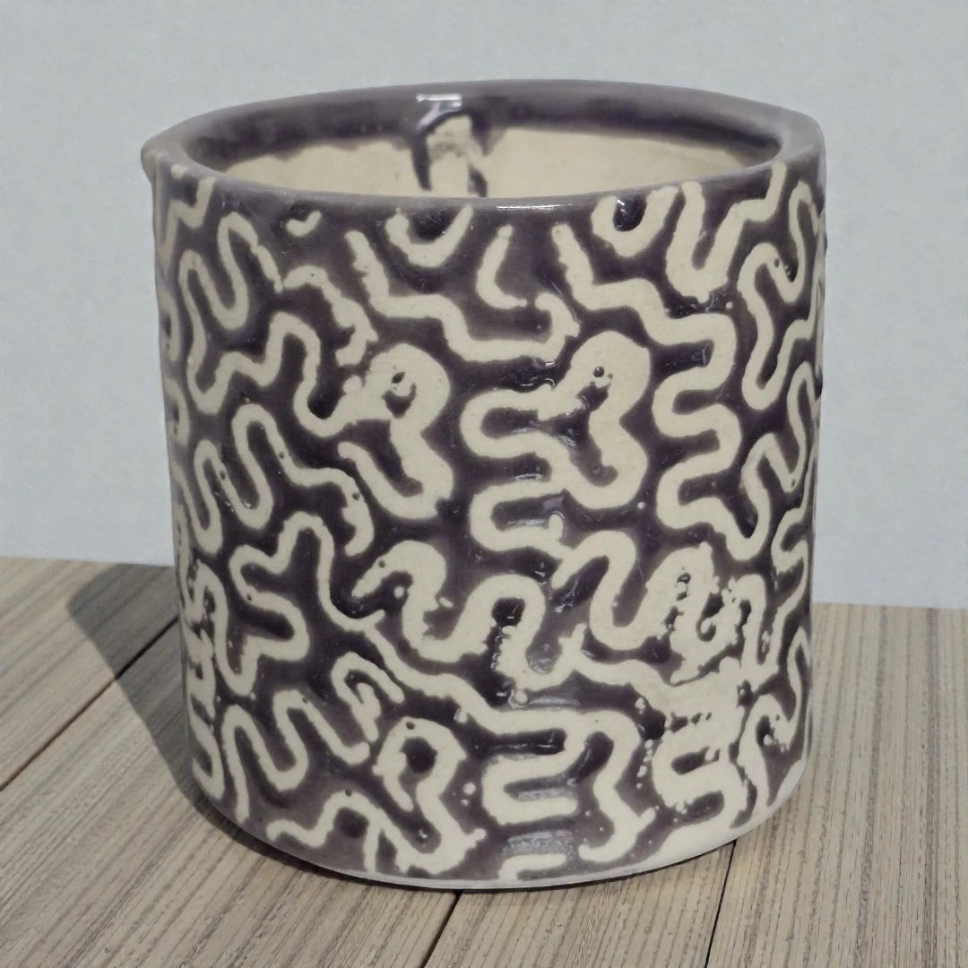 Purple And White Designer Ceramic Pot