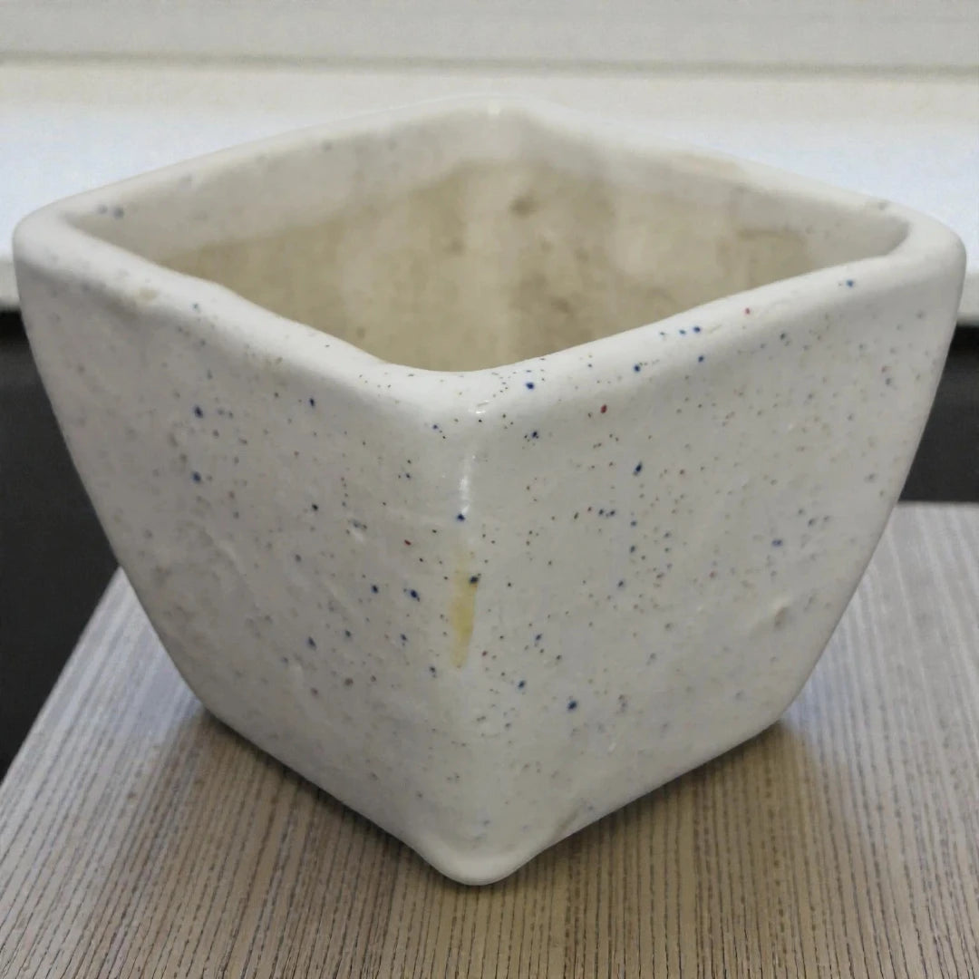 White Square-Shaped Ceramic Pot
