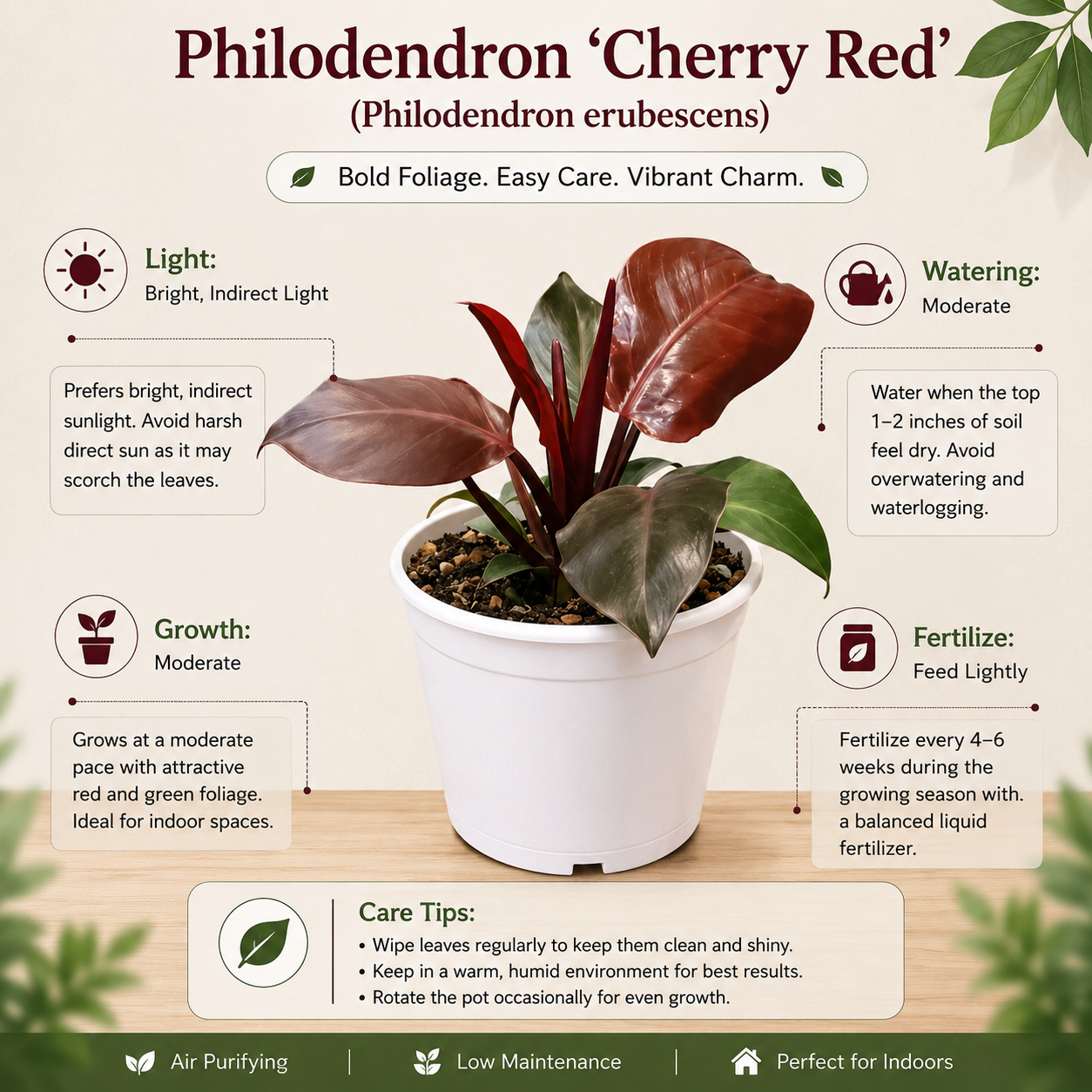 Philodendron Cherry Red (Philodendron erubescens)