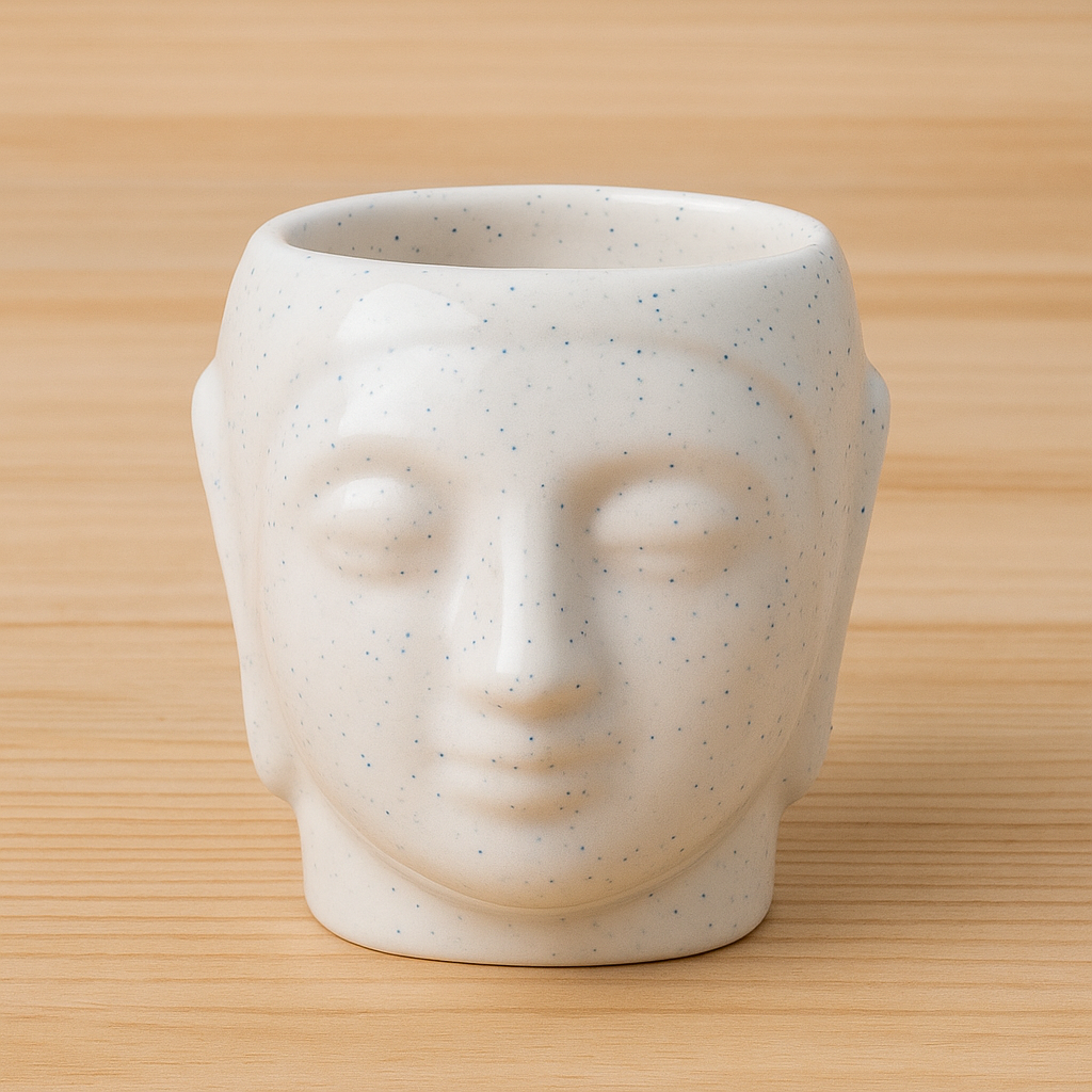 White and Blue Dotted Buddha Ceramic Planter