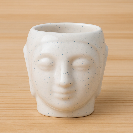 White and Blue Dotted Buddha Ceramic Planter