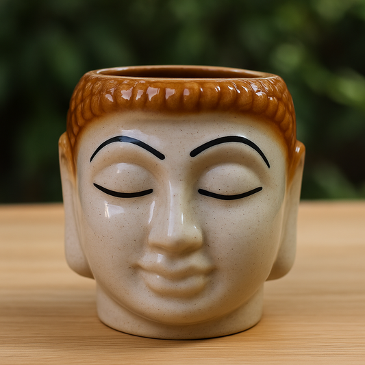 Sleeping White & Orange Ceramic Buddha Planter