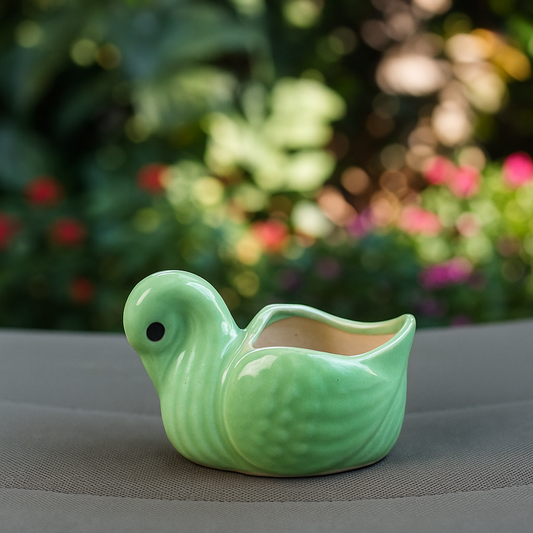 Small Light Green Duck Ceramic Planter
