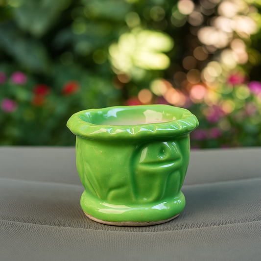 Light Green Basket Ceramic Planter