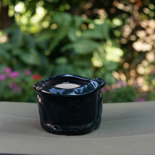 Big Black Basket Ceramic Planter