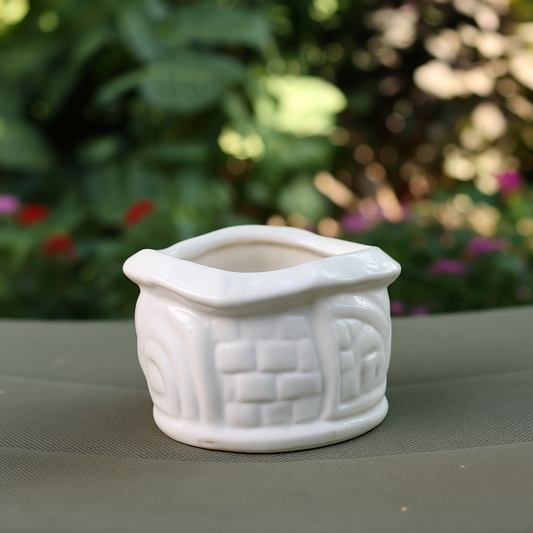 Big White Basket Ceramic Planter