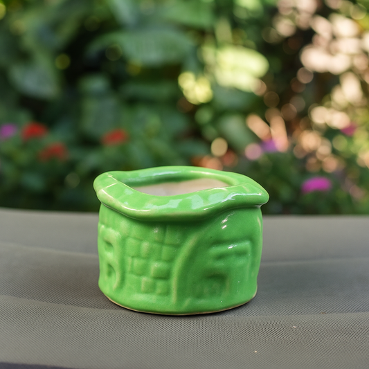 Big Green Basket Ceramic Planter