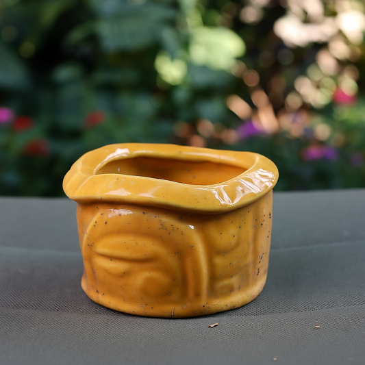 Big Yellow Basket Ceramic Planter