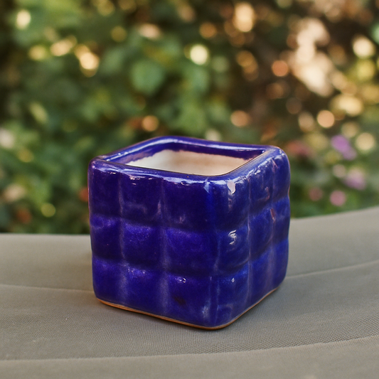 Purple Cubic Ceramic Planter