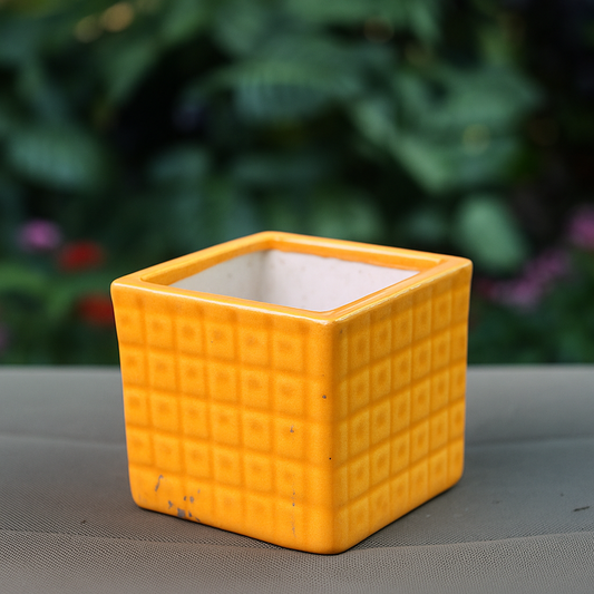 Orange Square Ceramic Planter