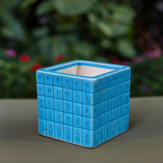 Blue Square Ceramic Planter