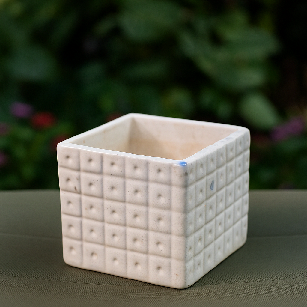 White Square Ceramic Planter