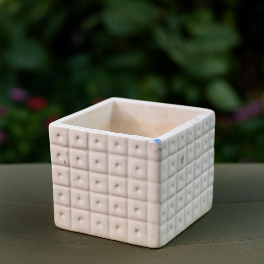 White Square Ceramic Planter