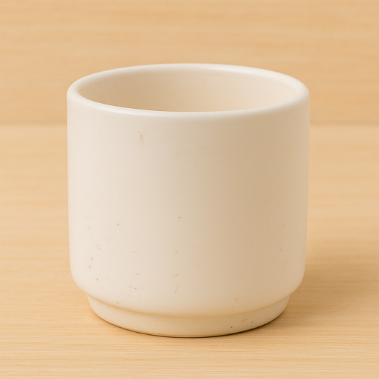 White Plain Cylindrical Ceramic Pot