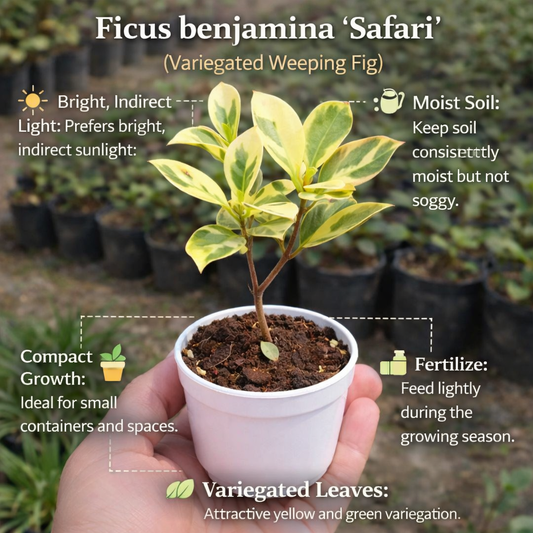 Ficus benjamina Safari Sapling Plant