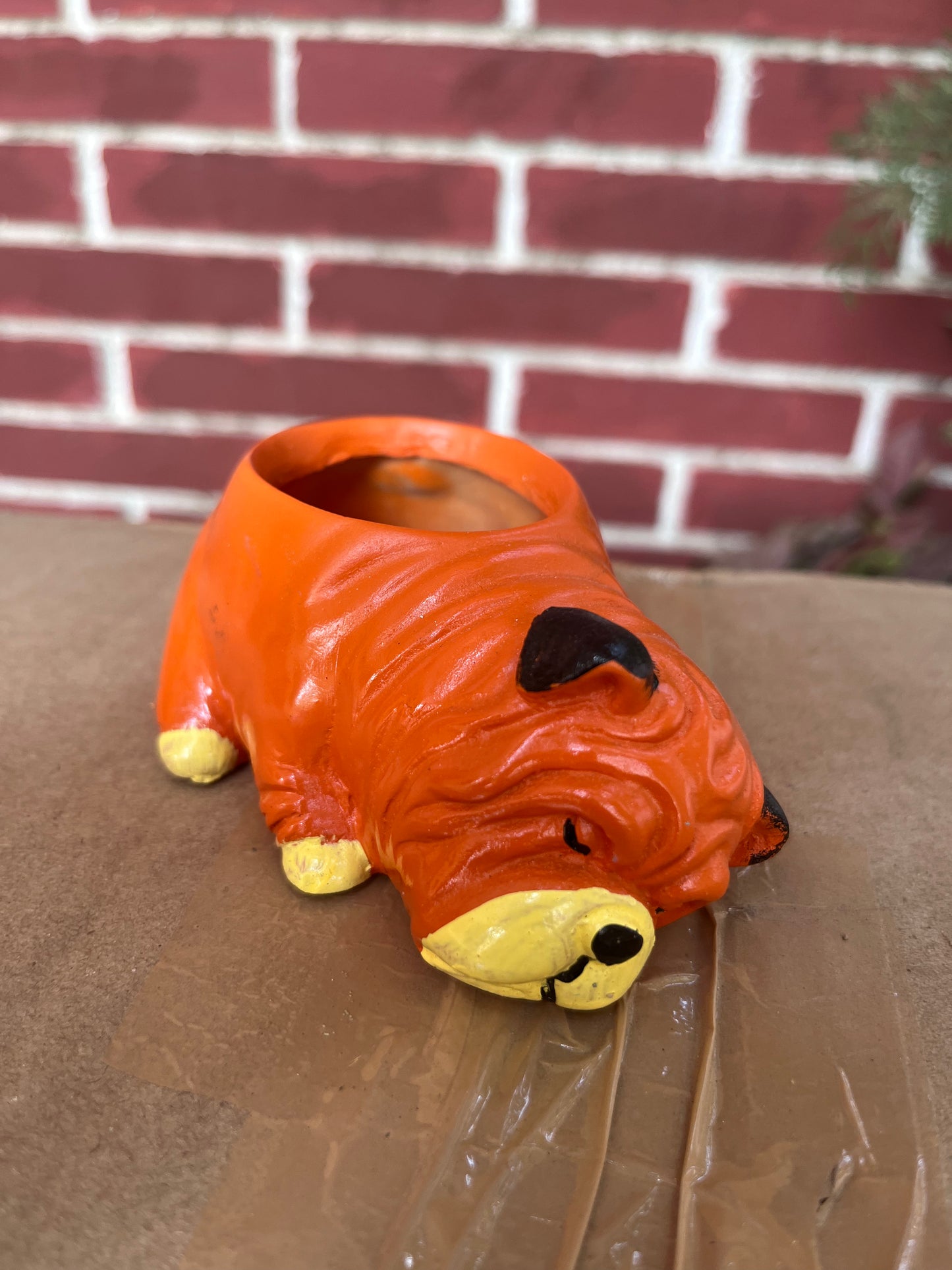 Orange Sleeping Dog Planter