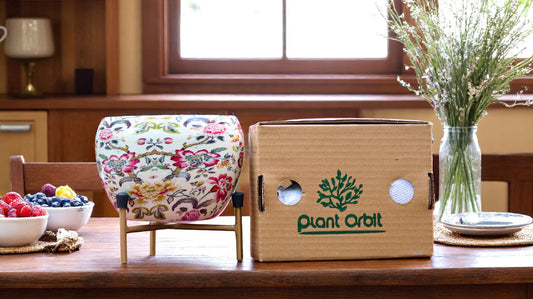 White Elegant metal pot with red floral design 1006 BK