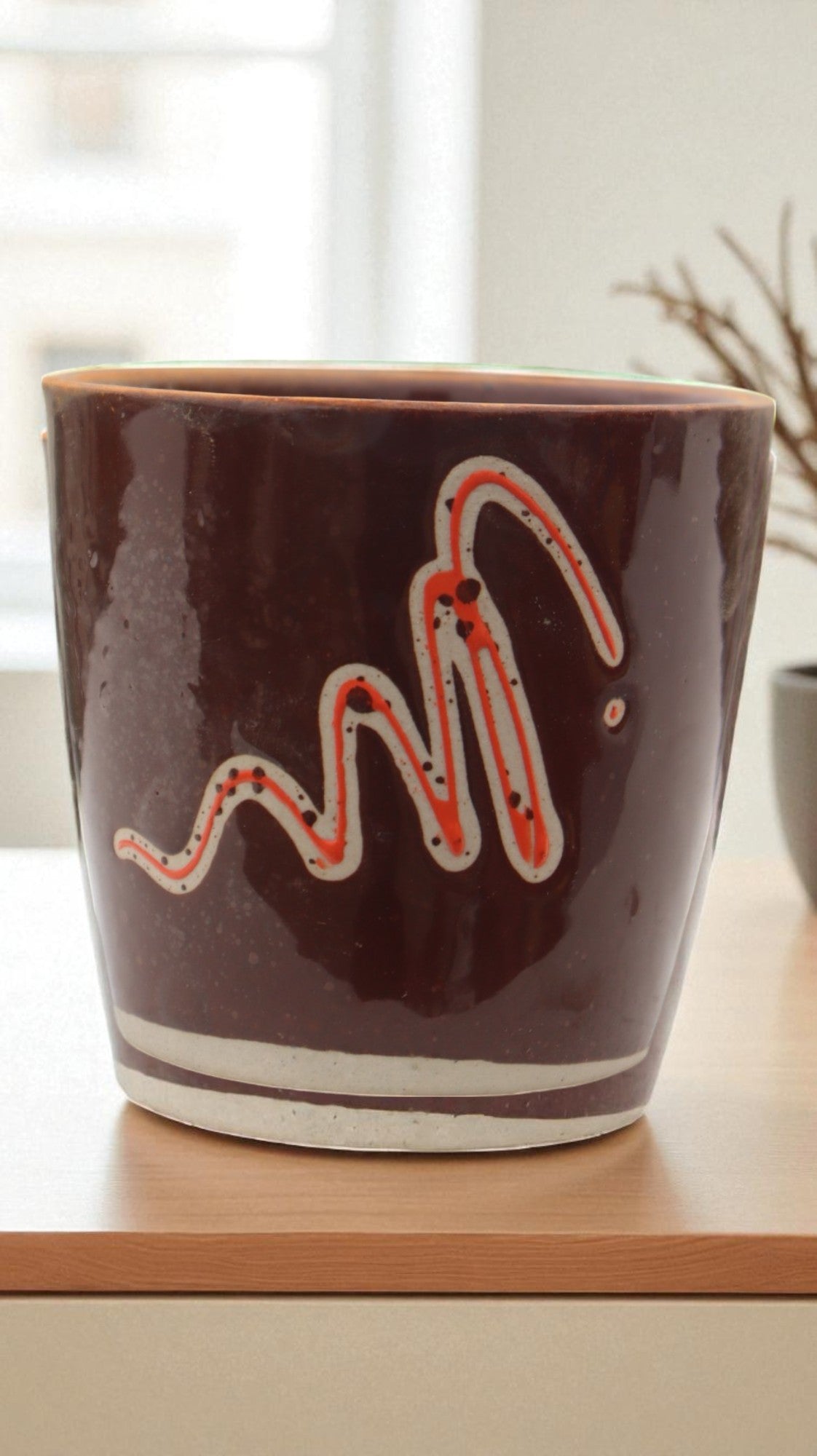 Brown succulent ceramic planter