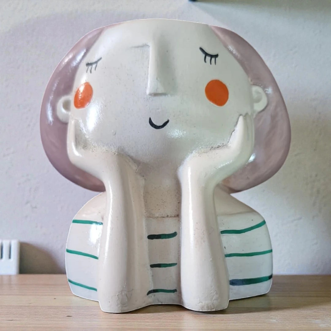 Sleeping Girl Resin Planter