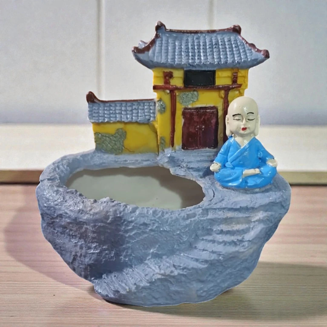 Monk with House Succulent Resin Pot for Home Decoration