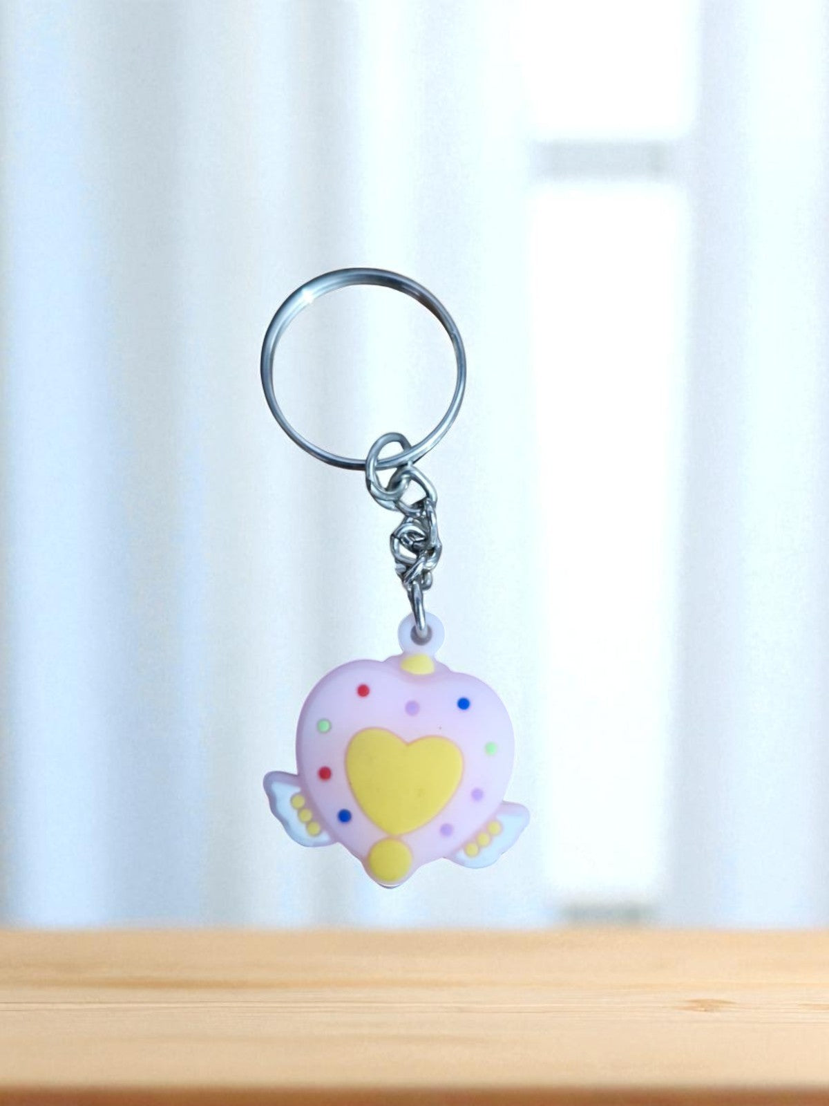 Pink and Blue Flying Heart Keychain (K-137)