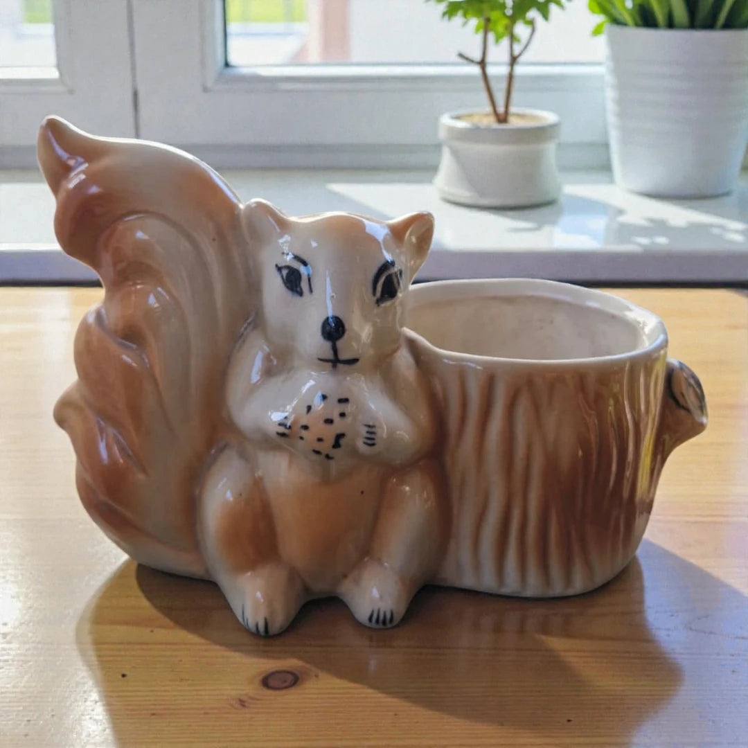 Vintage Ceramic Squirrel Planter