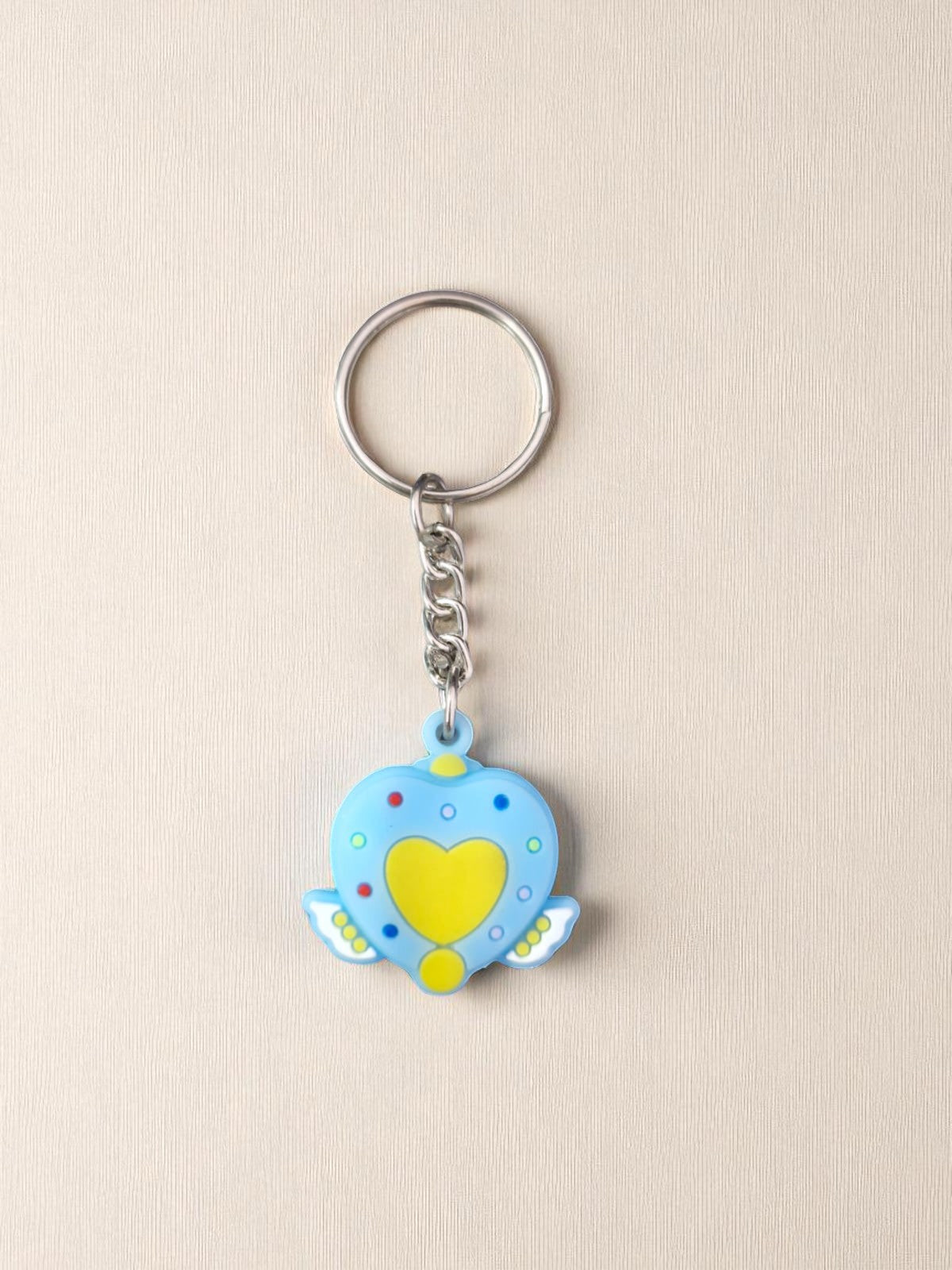 Pink and Blue Flying Heart Keychain (K-137)
