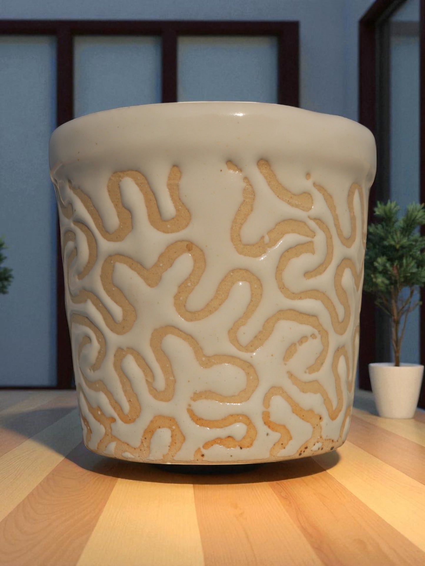 White Cream Strip Planter