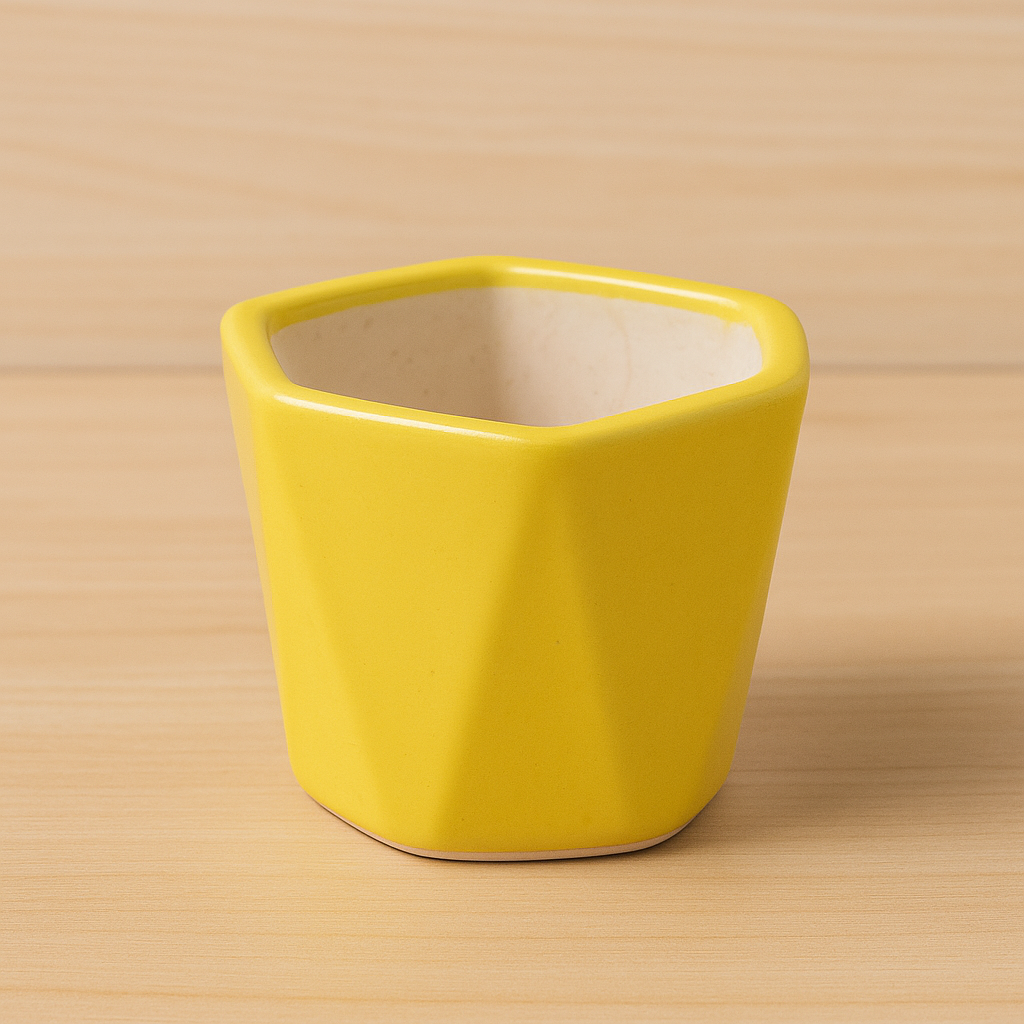 Yellow Hexa Ceramic Planter