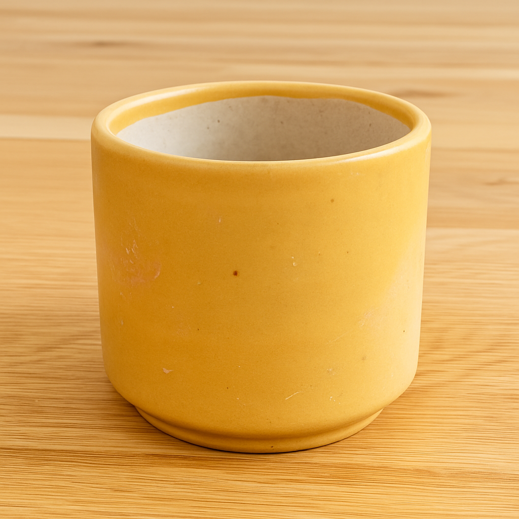 Cream Plain Cylindrical Ceramic Pot
