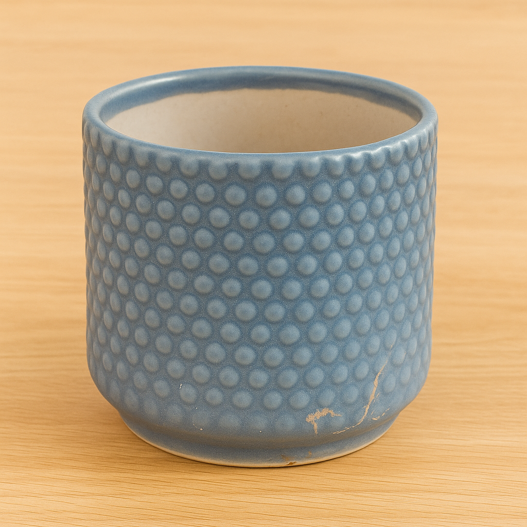 Grey Dotted Cylindrical Planter
