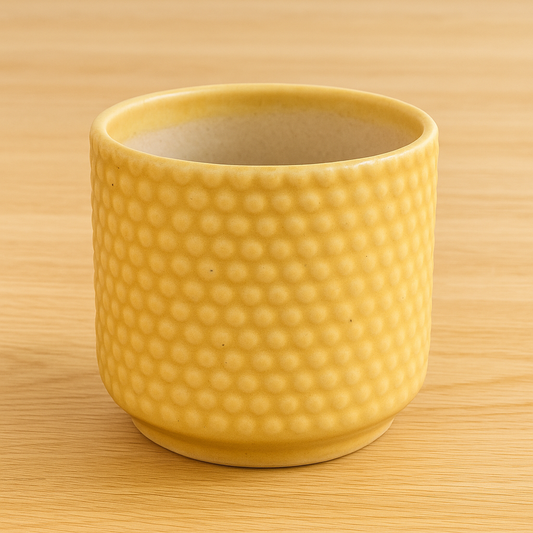 Yellow Dotted Cylindrical Planter