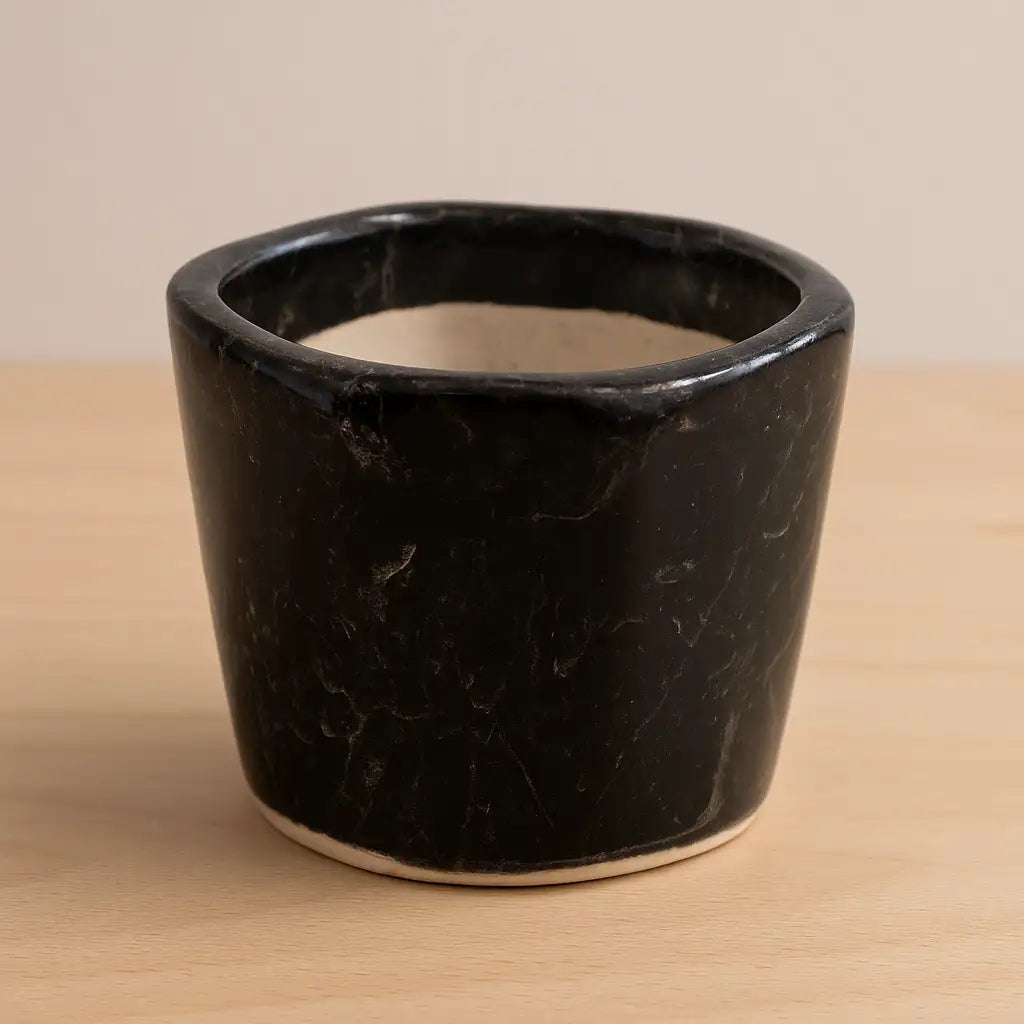 Black Hexa Ceramic Planter
