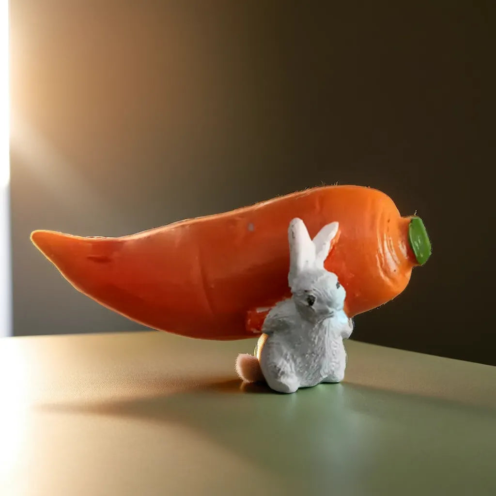 Cute Rabbit With Carrot Miniature (M-230)