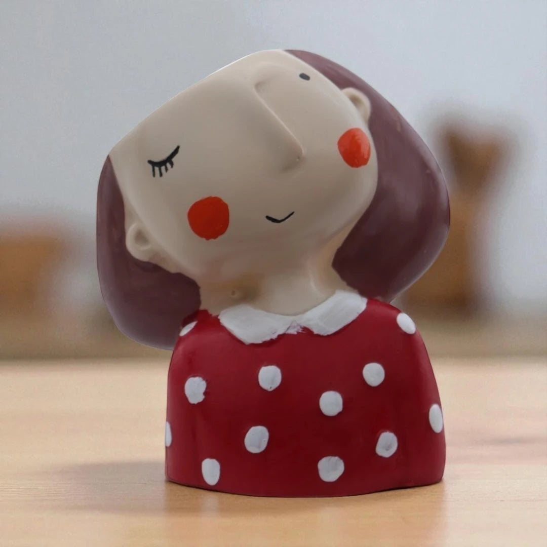 red dot plant pots Red Dot Girl Planter – Whimsical Pot for Indoor Plants – Plant Orbit