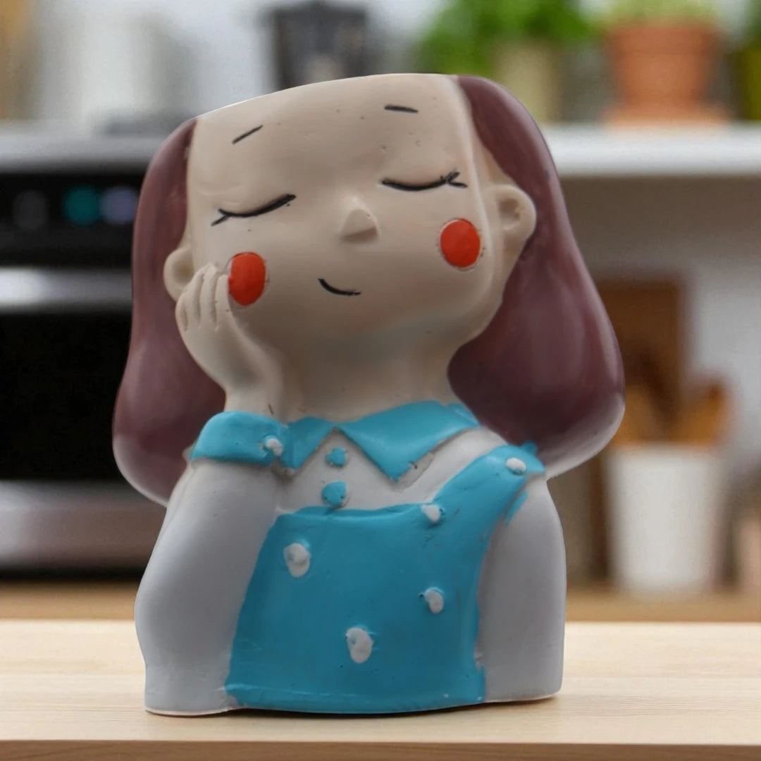 Sleeping Girl Blue Planter