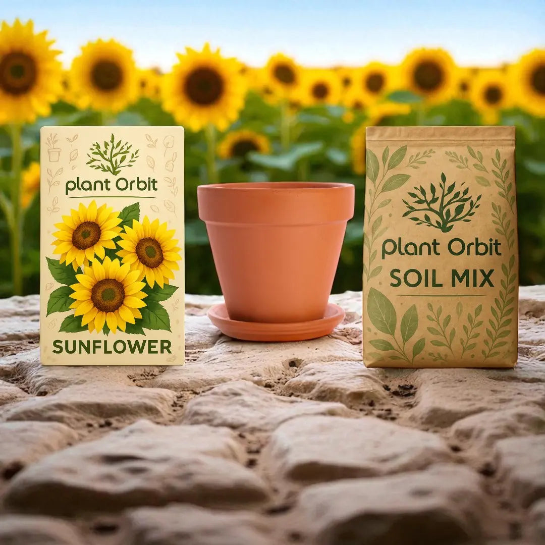 sunflower potting mix Sunflower Growing Kit (Seeds + Soil Mix + Coir Pot) – Plant Orbit