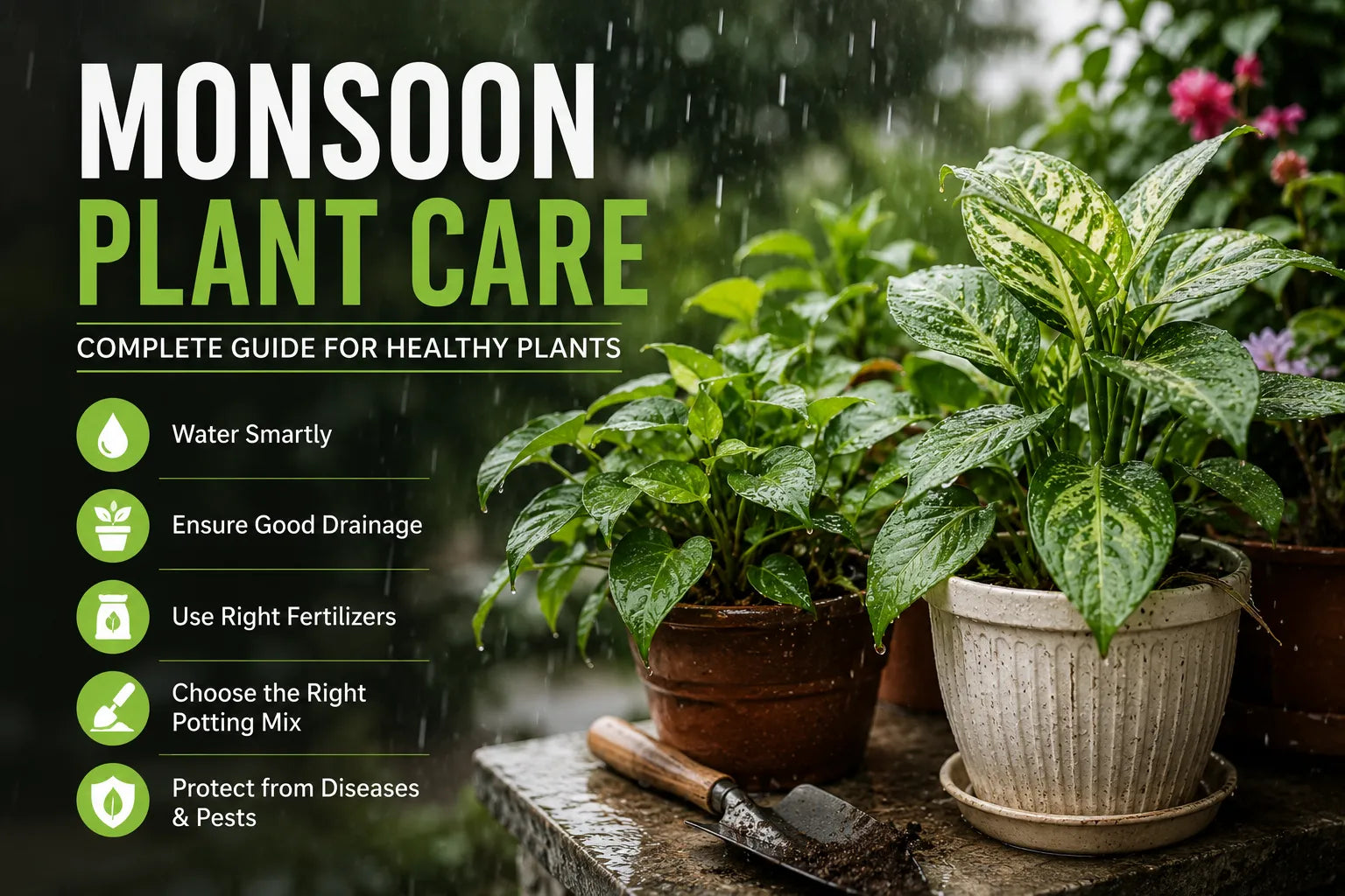 Monsoon Plant Care Guide: Watering, Fertilizing, Soil & Rainy Season Plant Care Tips