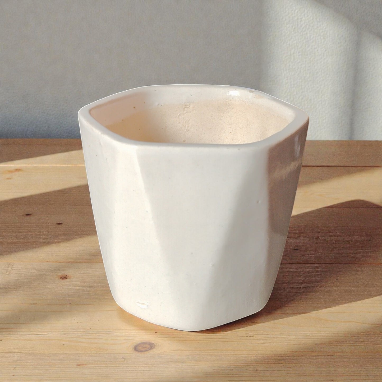 Modern White Geometric Ceramic Pot
