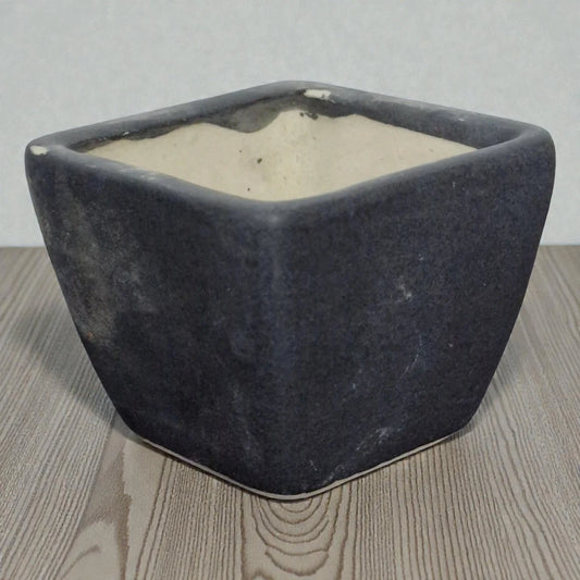 Small Cube-Shaped Grey Ceramic Planter Pot