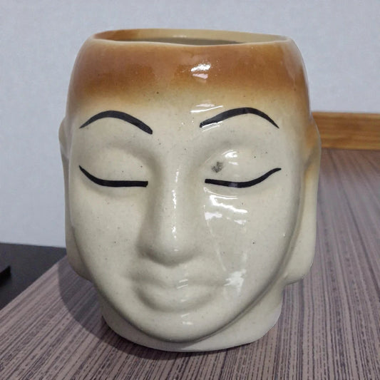 Sleeping White & Orange Ceramic Buddha Planter
