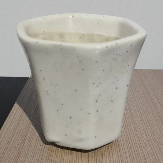 White Ceramic Pot With Black Dots (2 inches)