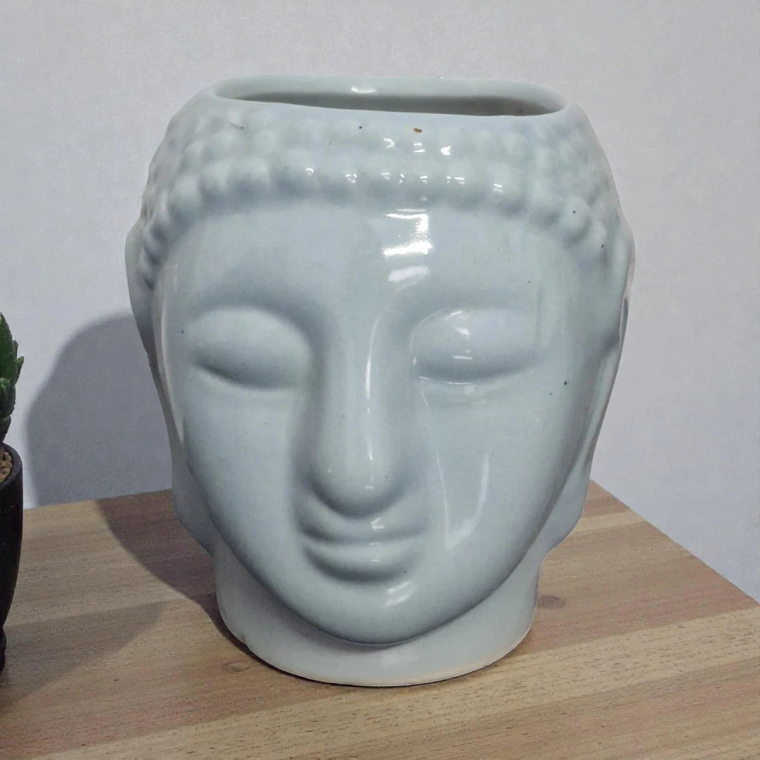 Baby Blue Buddha Ceramic Planter