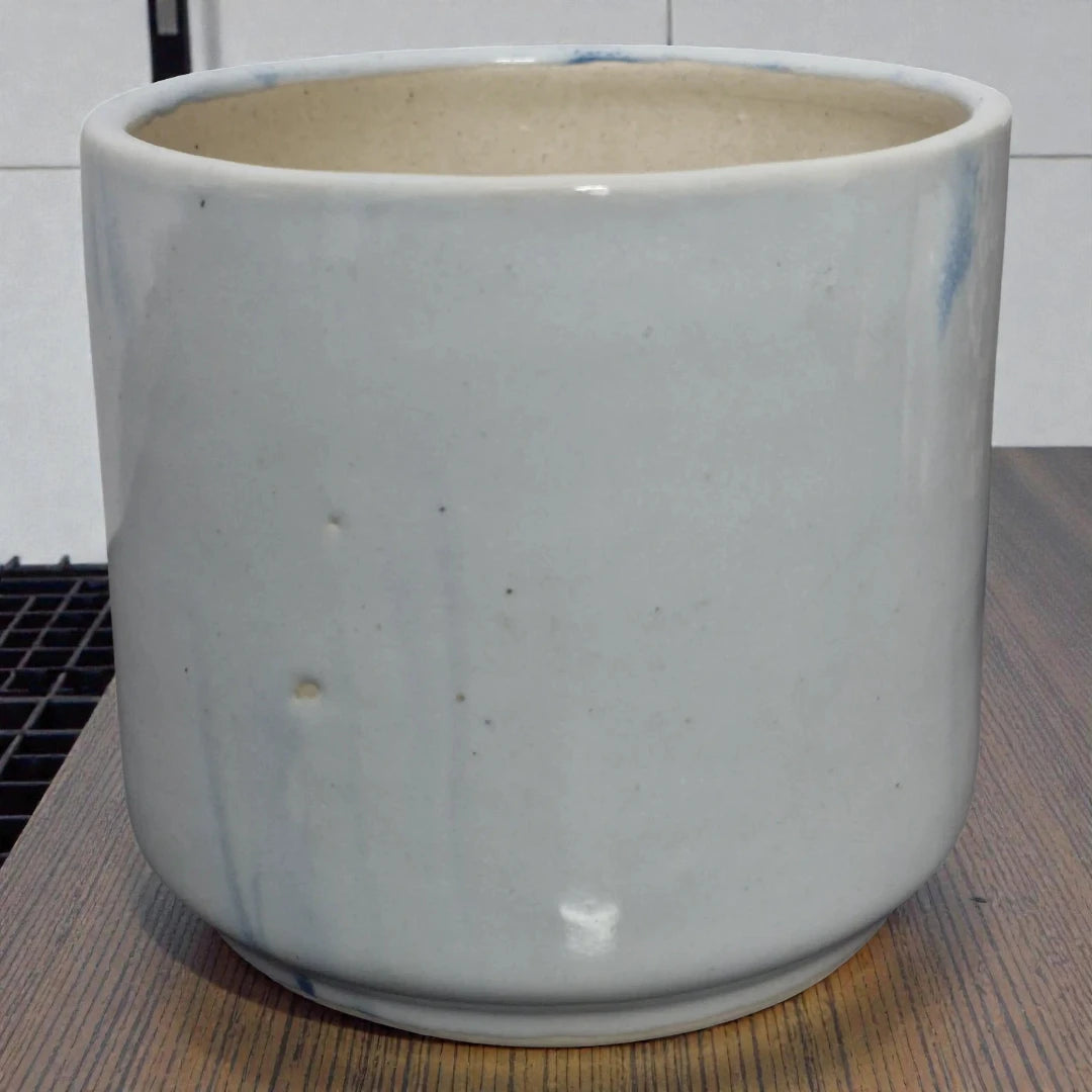 Plain White Cyclindrical Ceramic Planter