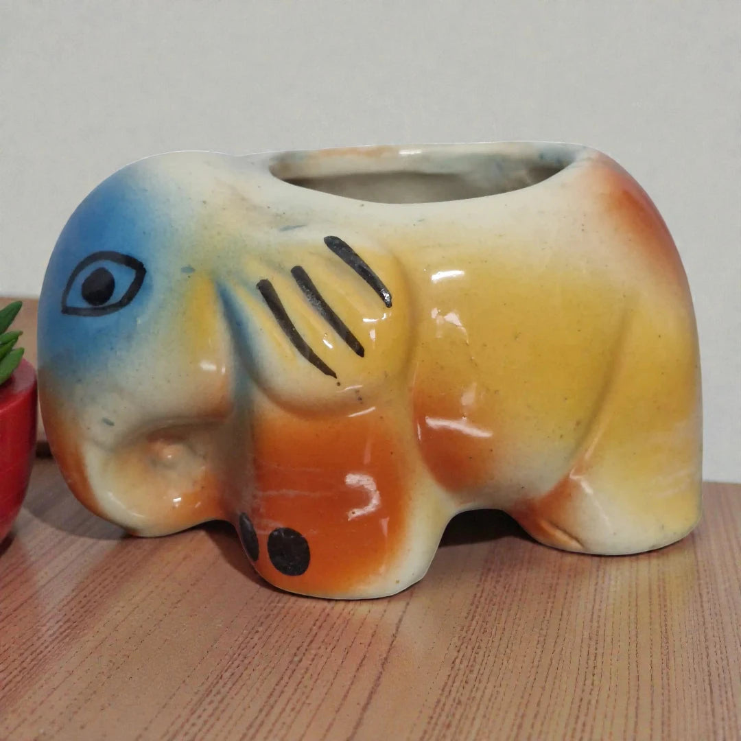 Baby Elephant-Shaped Ceramic Pots (Multiple Colours)