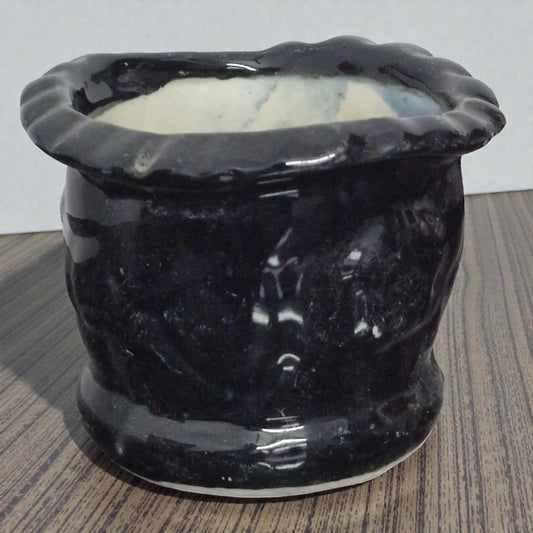 Big Black Basket Ceramic Planter