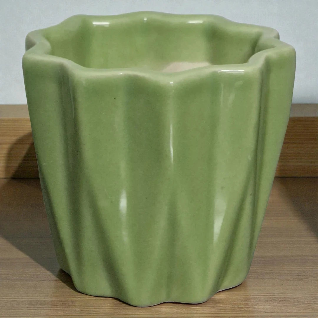 Green Curved Ceramic Pot