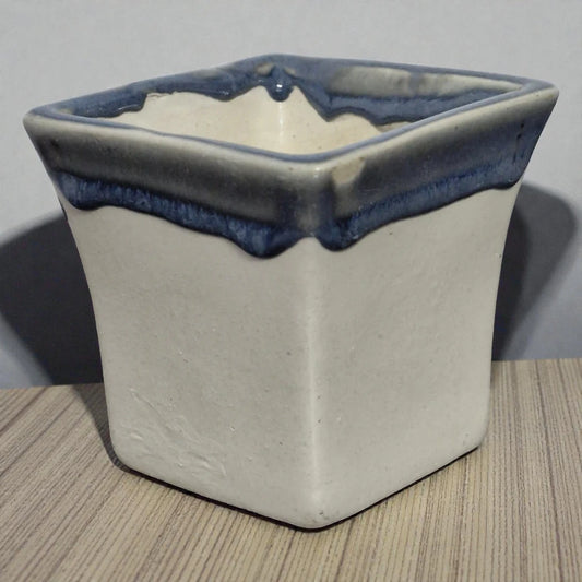 Cream & Sky Blue Ceramic Pot