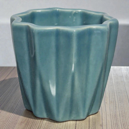 Bluish-Green Rectangular Ceramic Pot